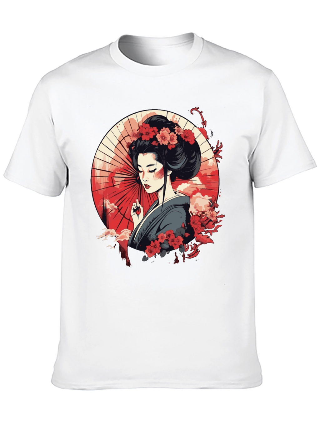Geisha Art Graphic Black T-Shirt