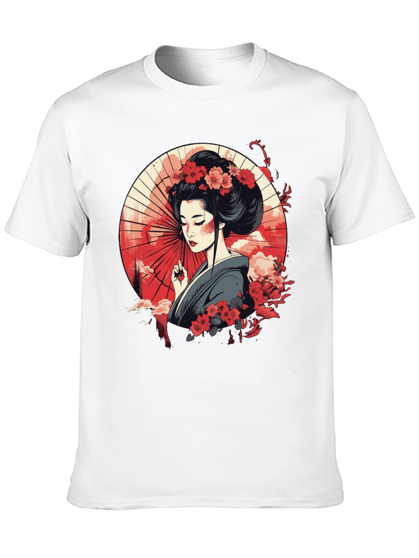 Geisha Art Graphic Black T-Shirt