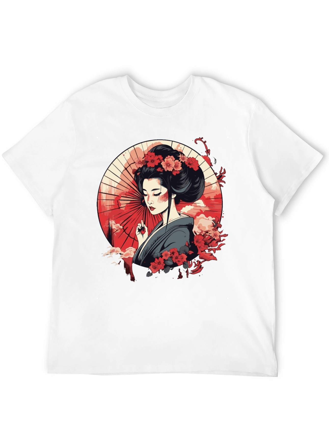Geisha Art Graphic Black T-Shirt