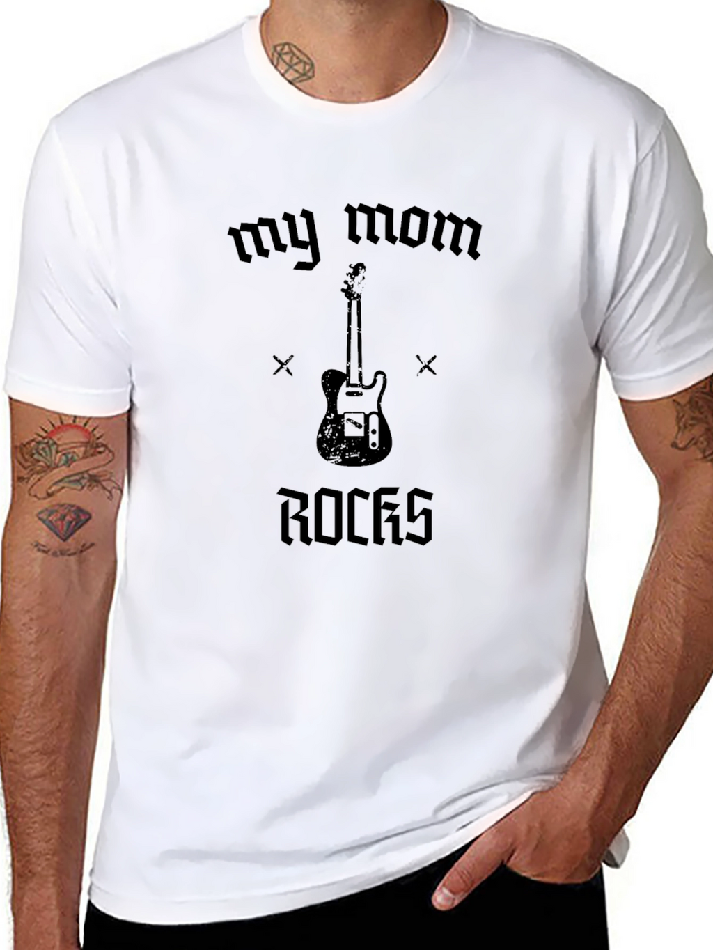 My Mom Rocks Guitar T-Shirt - Unisex Black Tee