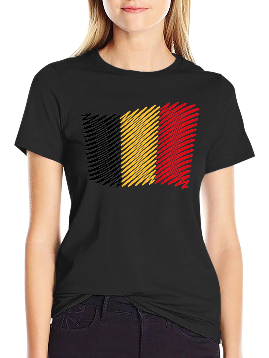Belgium Flag T-Shirt - Mens Black Tee