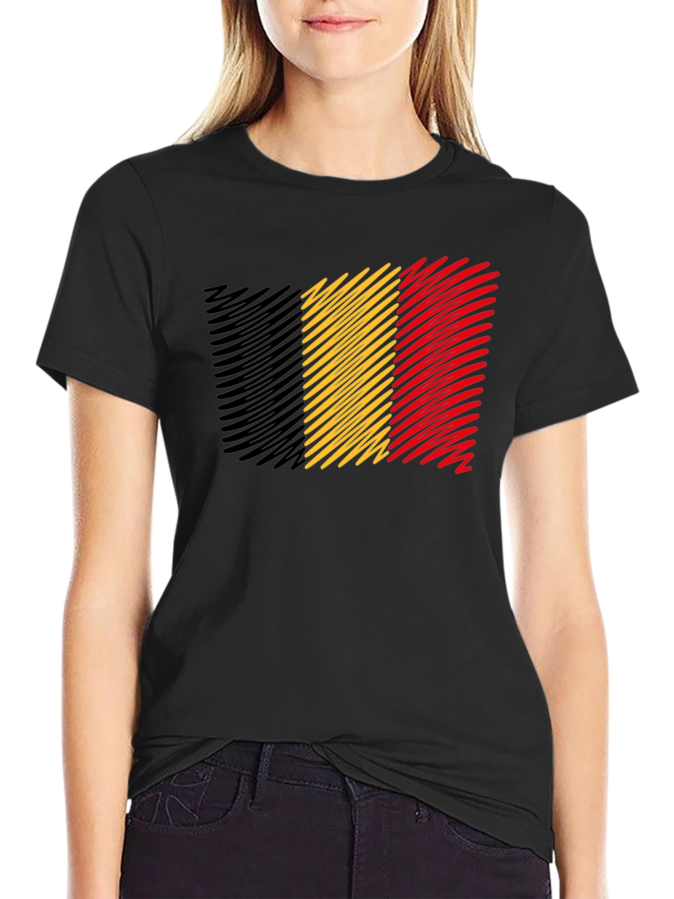Belgium Flag T-Shirt - Mens Black Tee