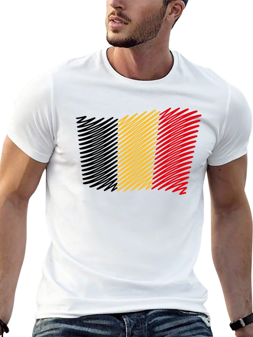 Belgium Flag T-Shirt - Mens Black Tee