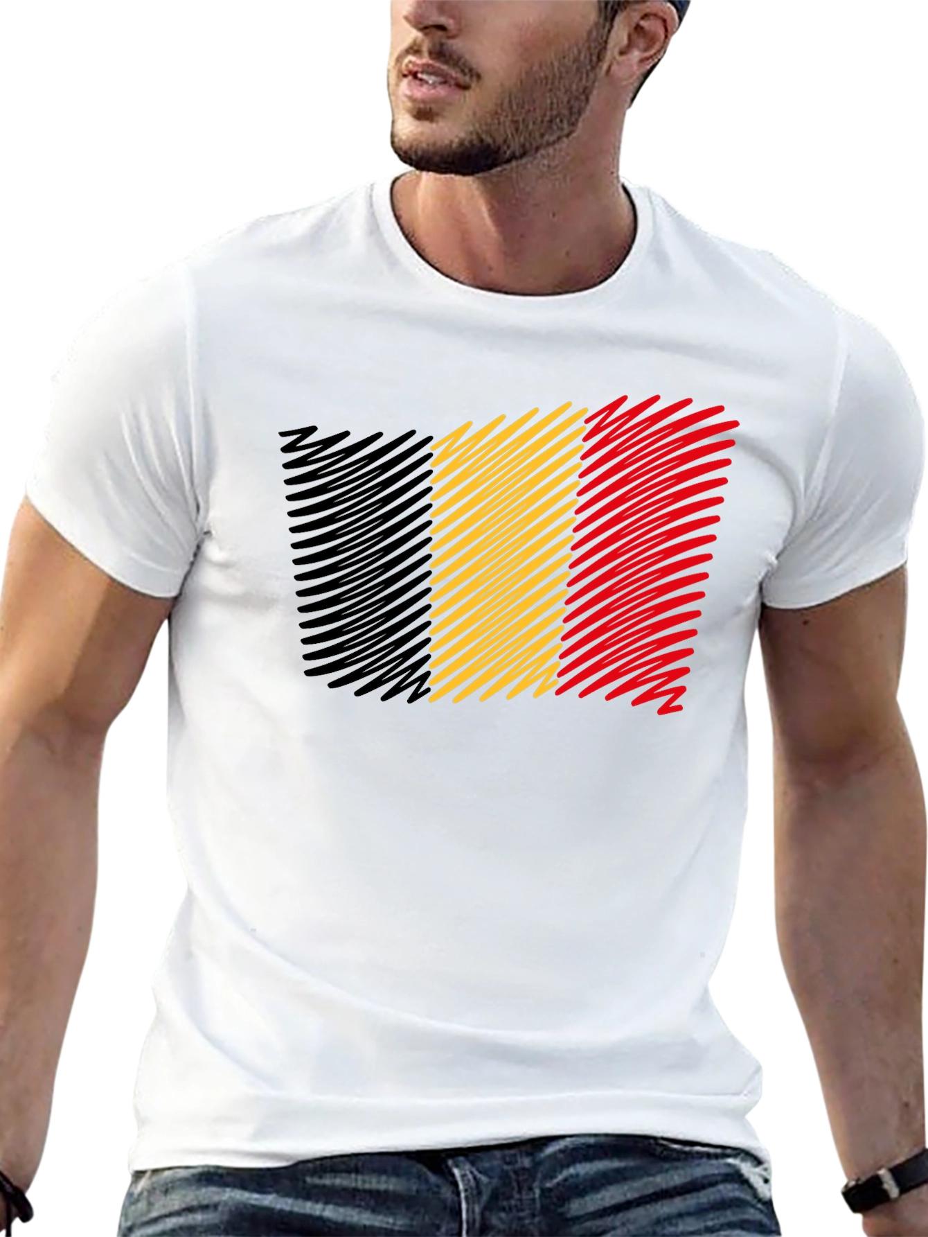 Belgium Flag T-Shirt - Mens Black Tee