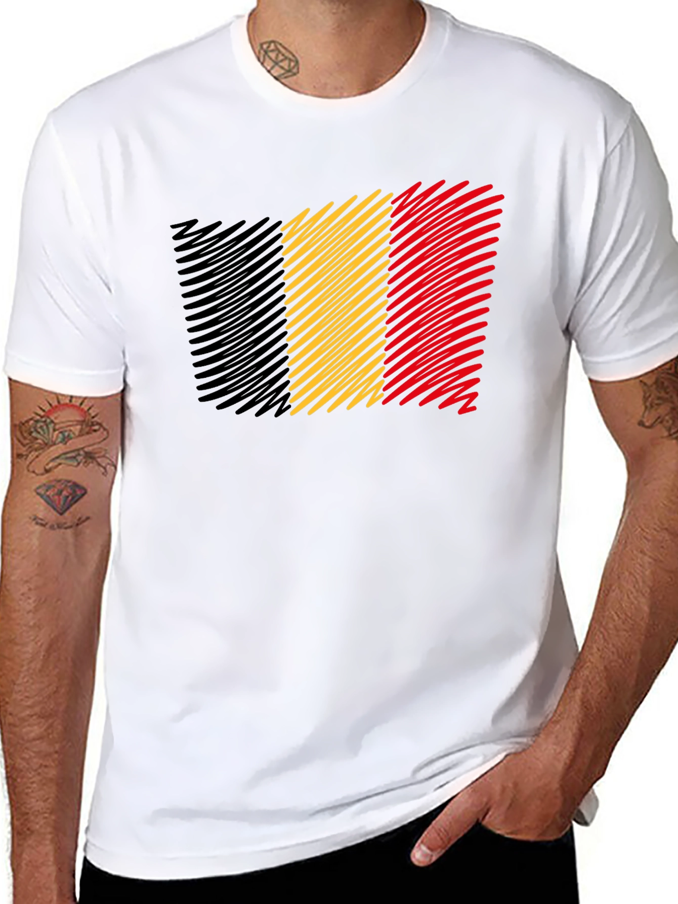 Belgium Flag T-Shirt - Mens Black Tee