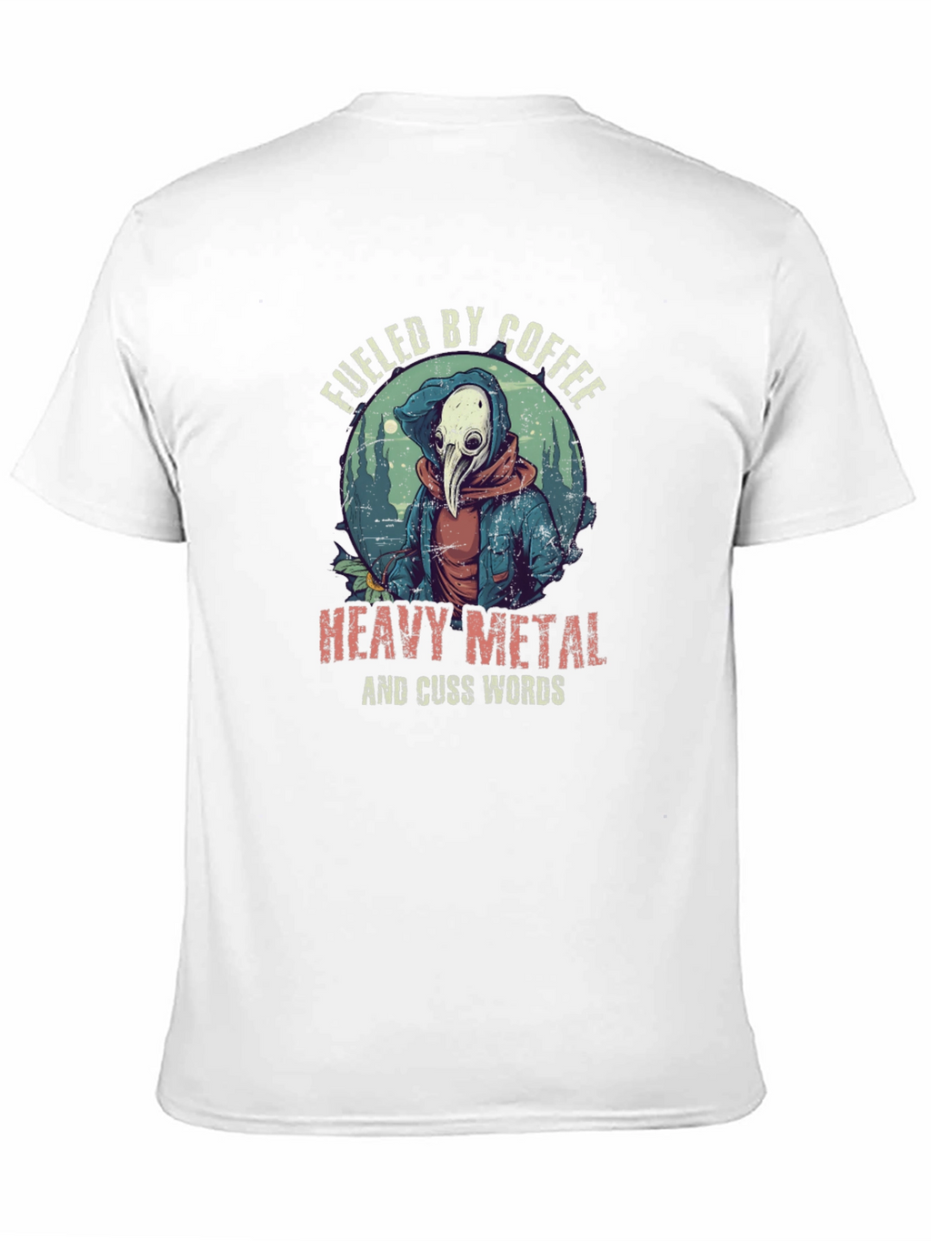Fueled By Coffee Heavy Metal Plague Doctor T-Shirt