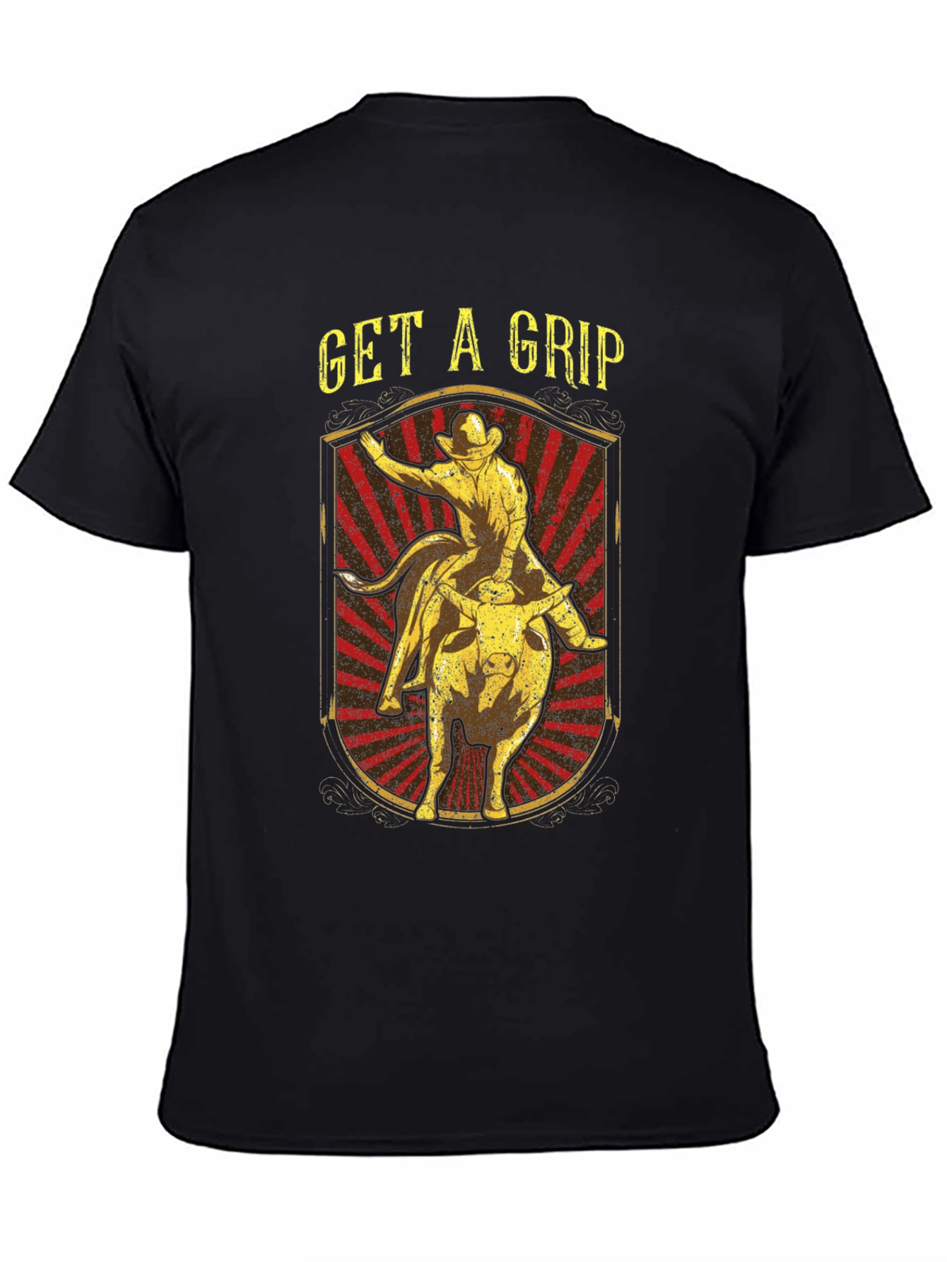 Get A Grip Rodeo Bull Rider Graphic Tee - Black