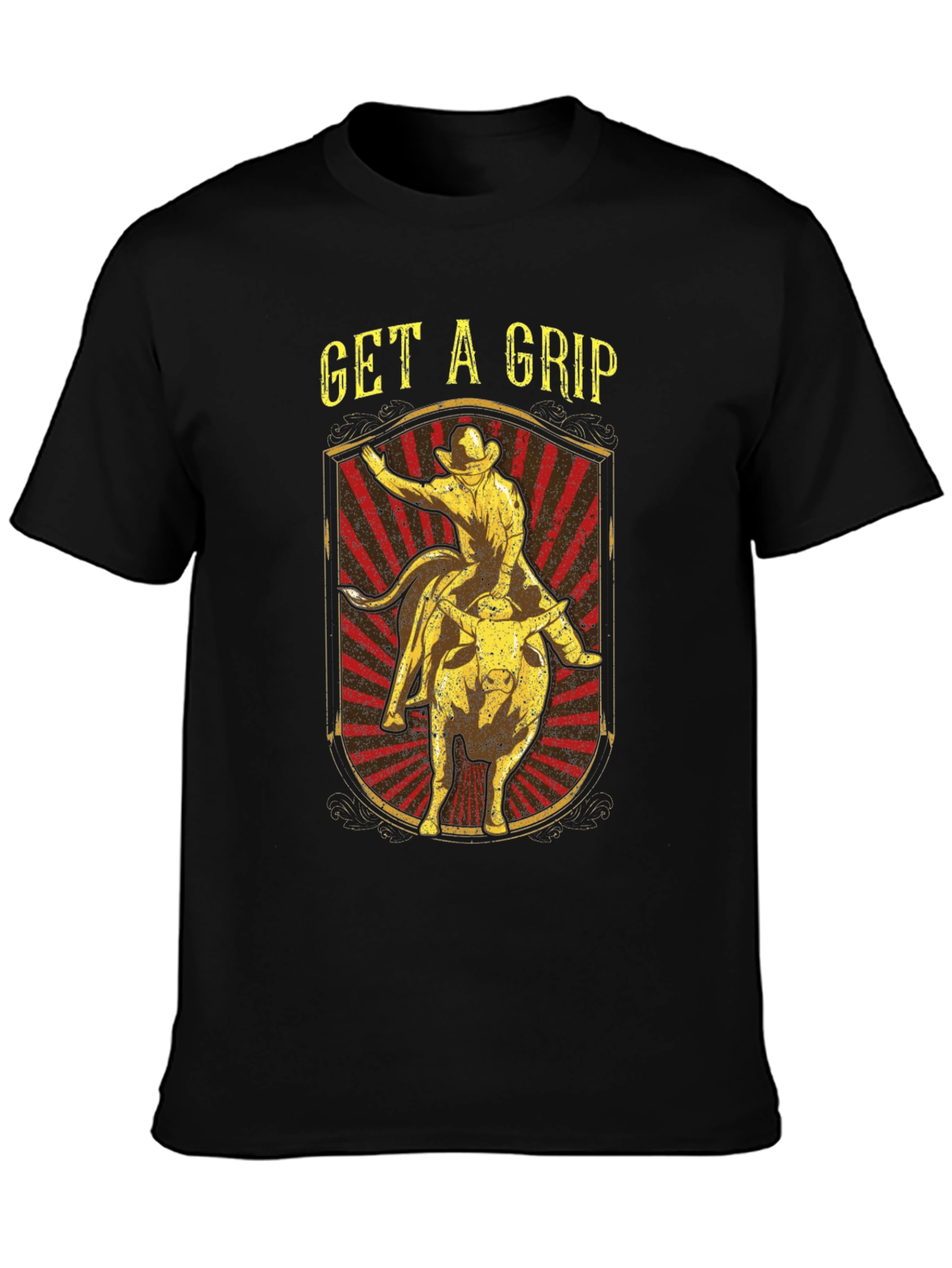 Get A Grip Rodeo Bull Rider Graphic Tee - Black