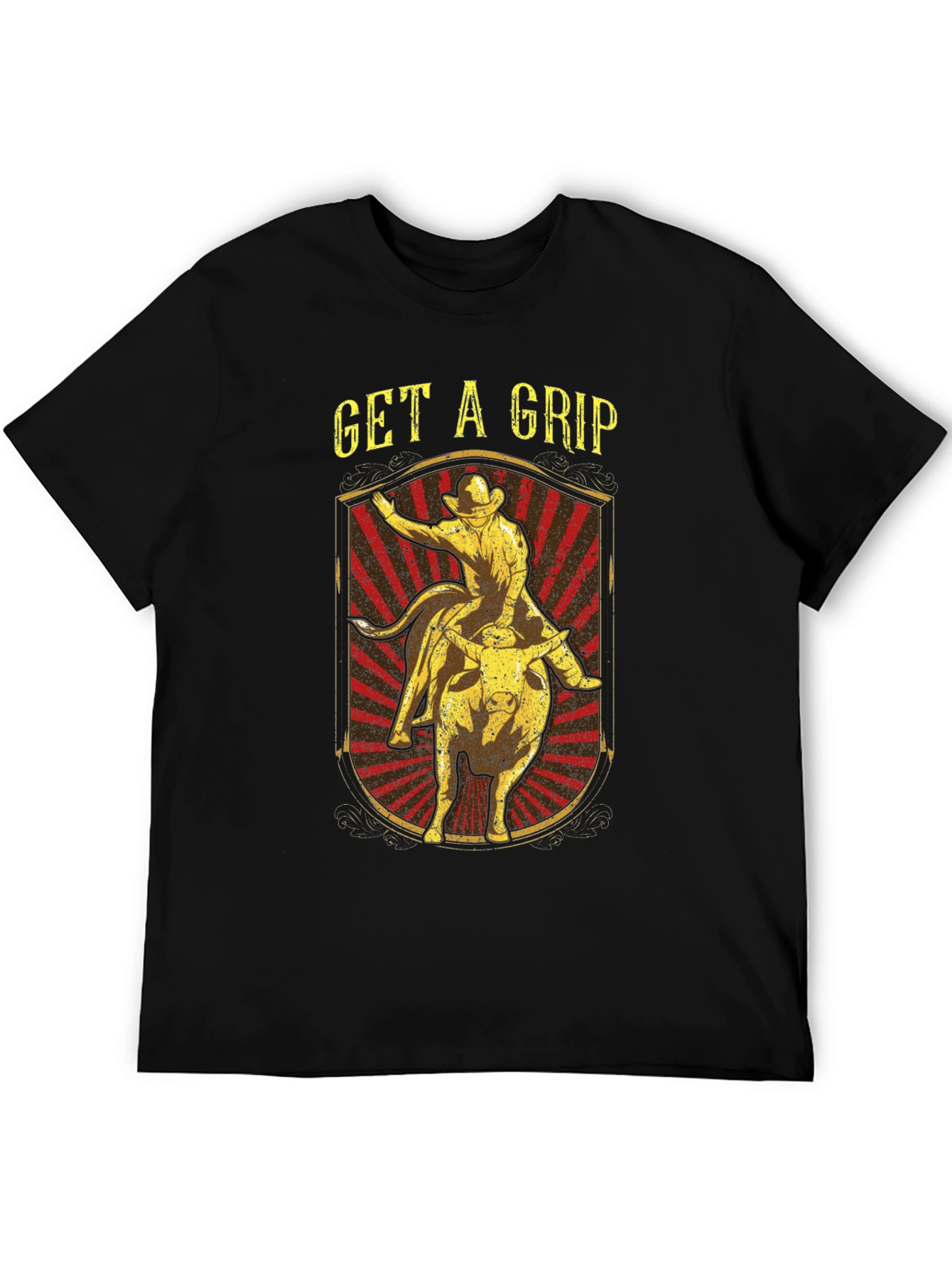 Get A Grip Rodeo Bull Rider Graphic Tee - Black