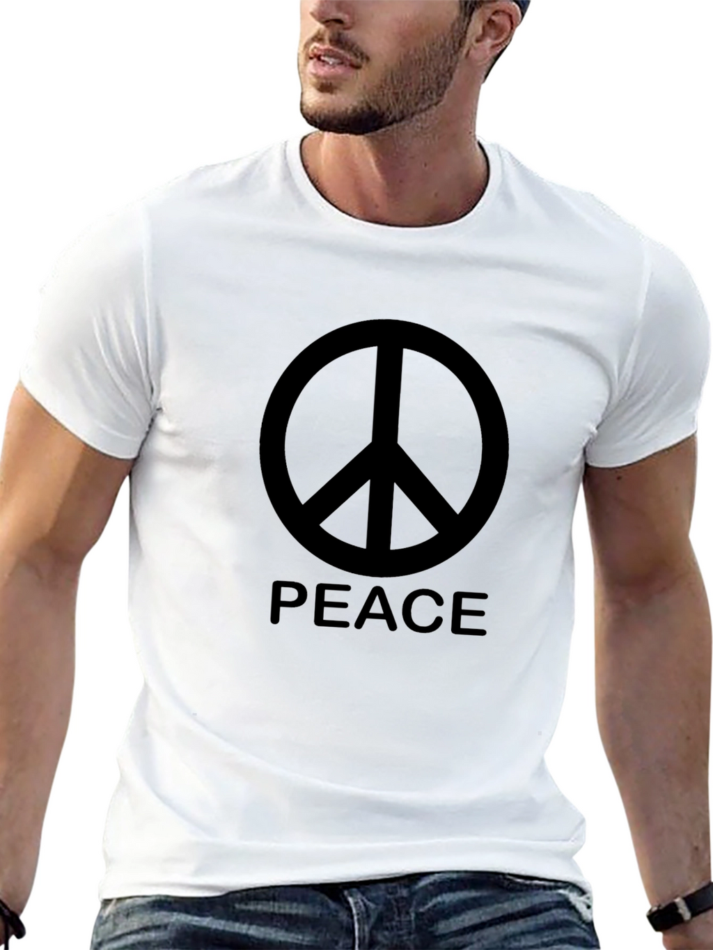 Peace Symbol Graphic T-Shirt - Casual Black Tee
