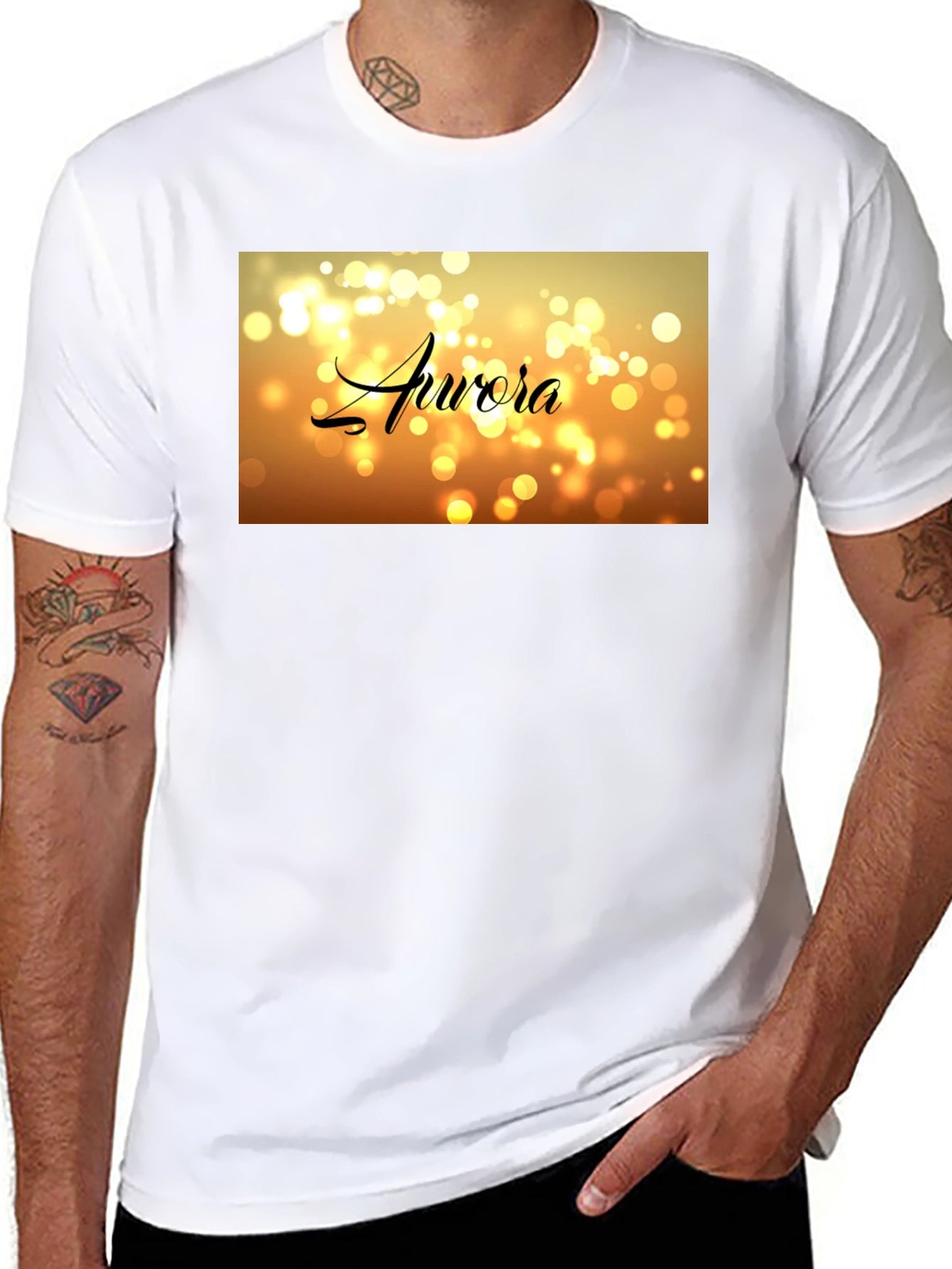 Aurora Bokeh Graphic Black T-Shirt