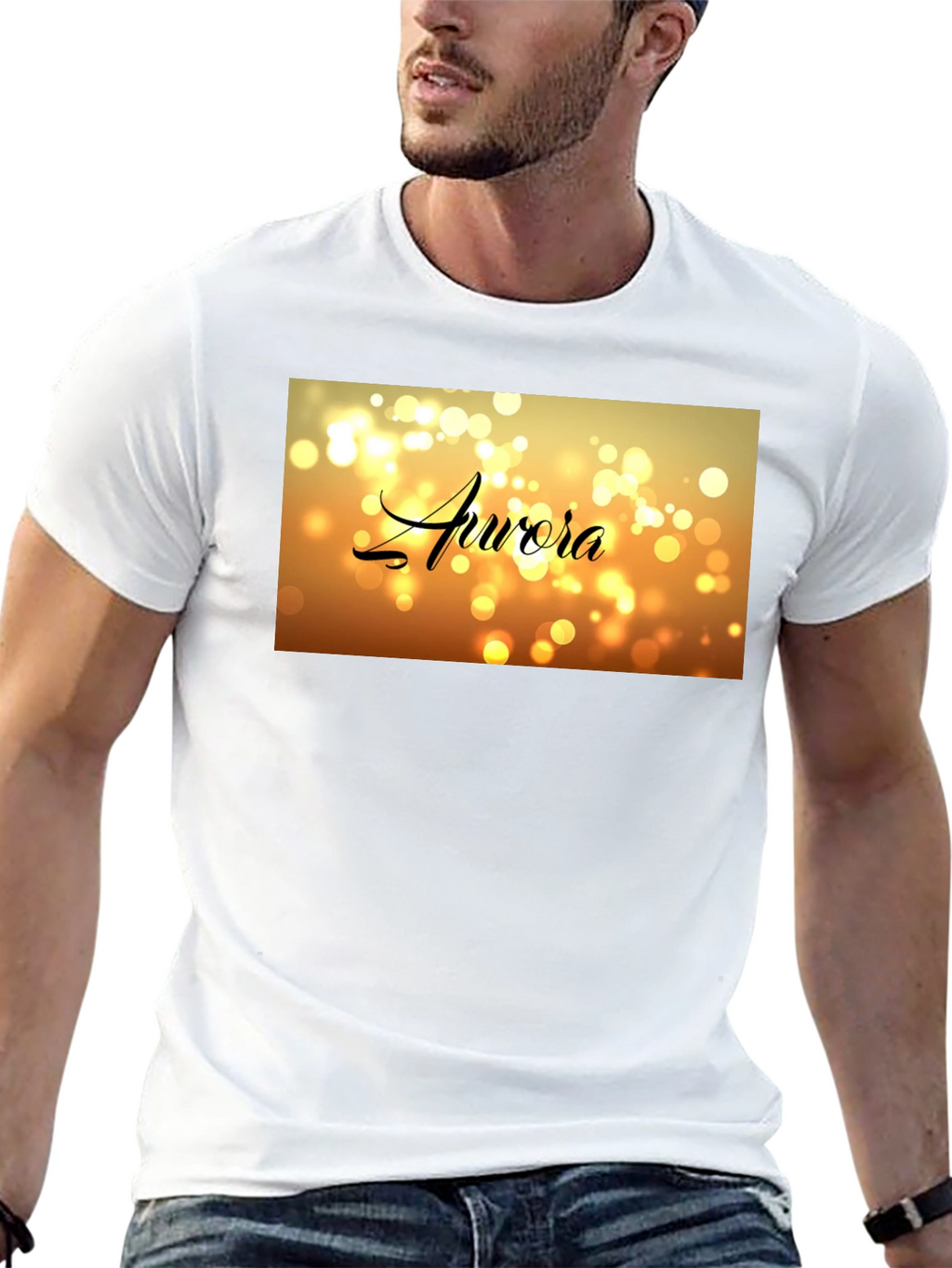 Aurora Bokeh Graphic Black T-Shirt