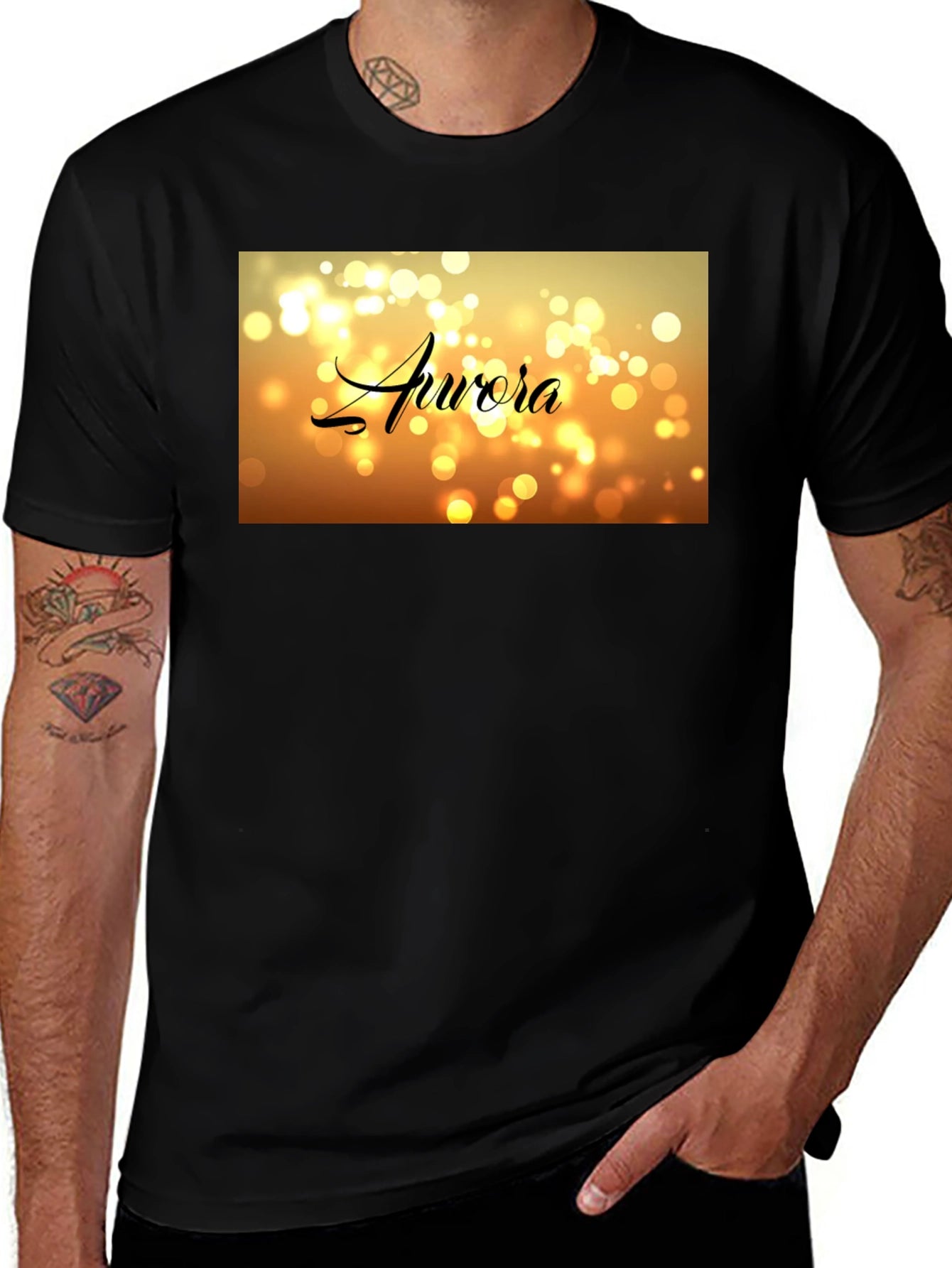Aurora Bokeh Graphic Black T-Shirt
