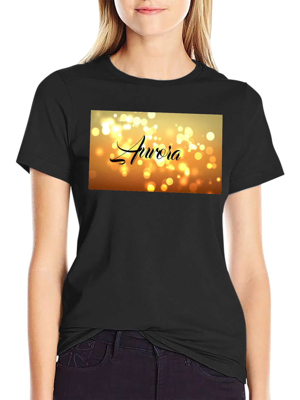Aurora Bokeh Graphic Black T-Shirt