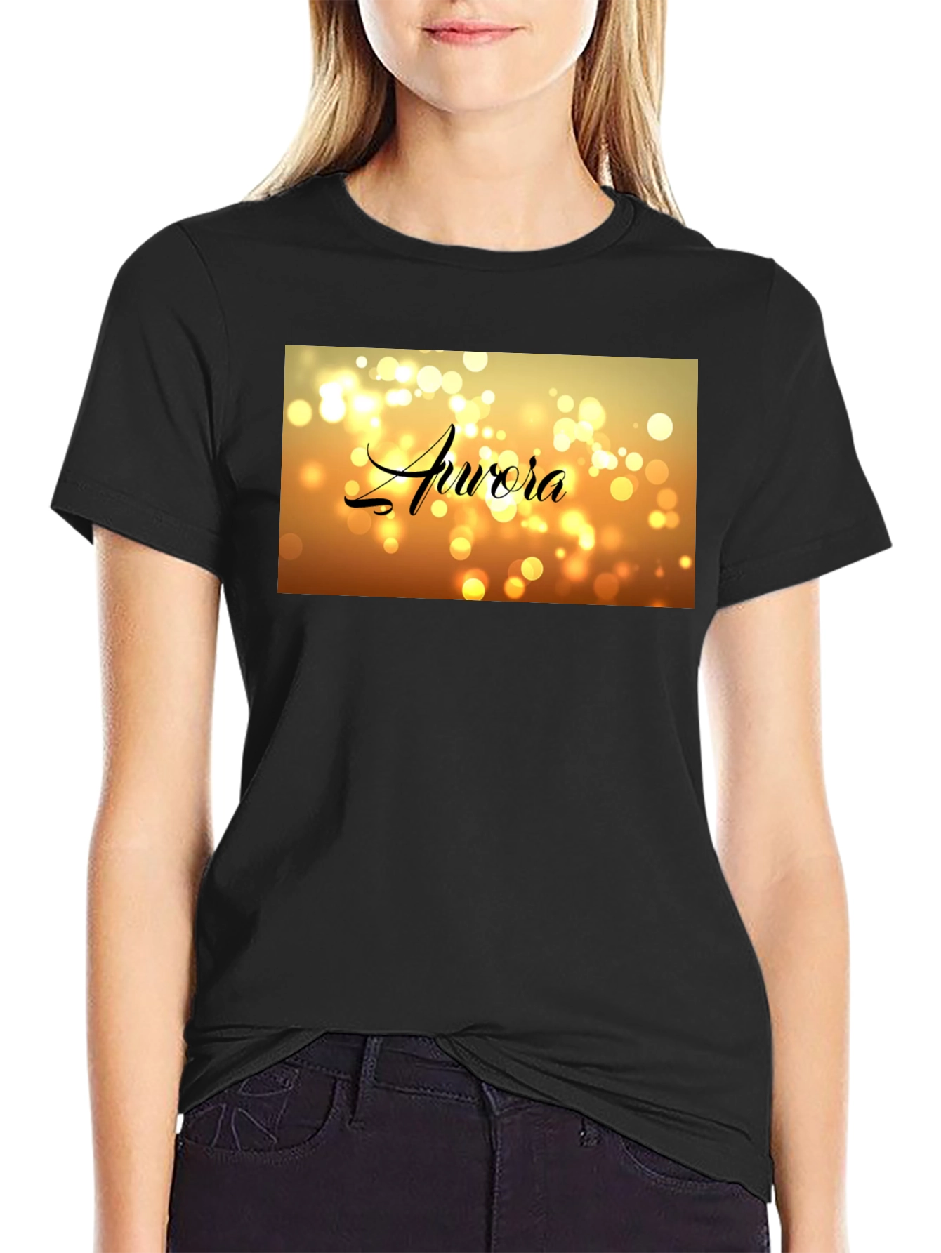Aurora Bokeh Graphic Black T-Shirt