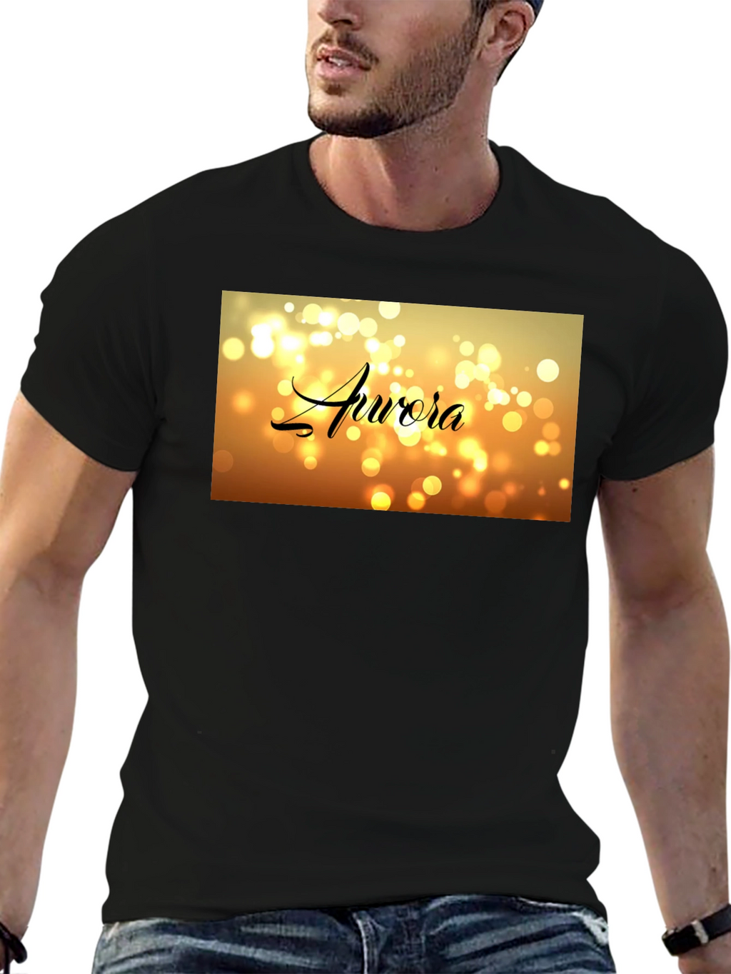 Aurora Bokeh Graphic Black T-Shirt