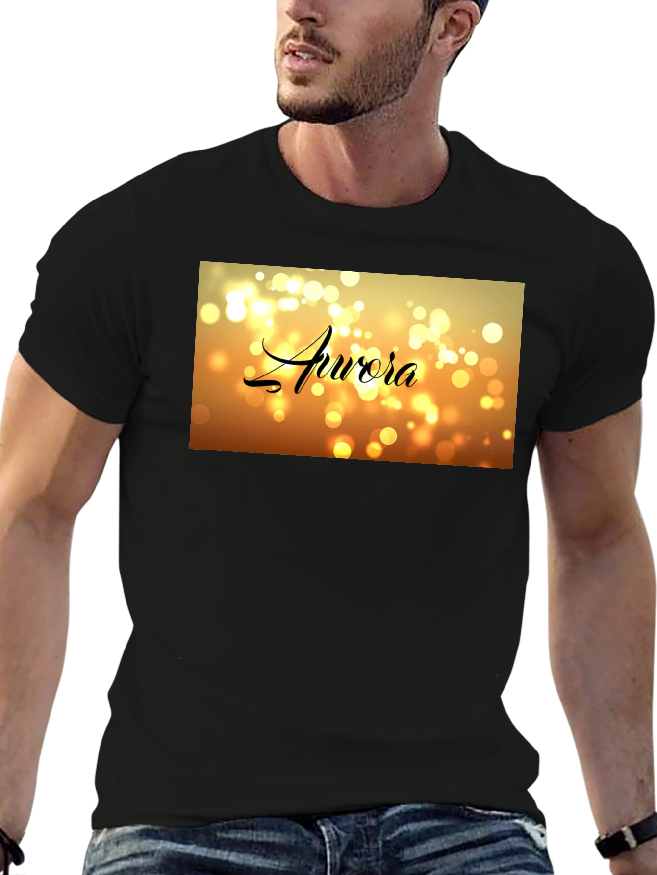 Aurora Bokeh Graphic Black T-Shirt