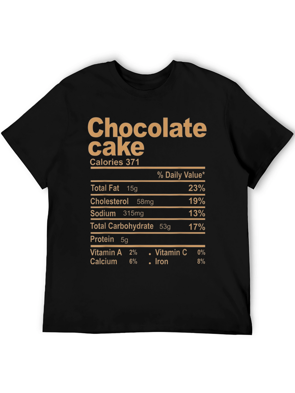Chocolate Cake Nutrition Facts Graphic Tee