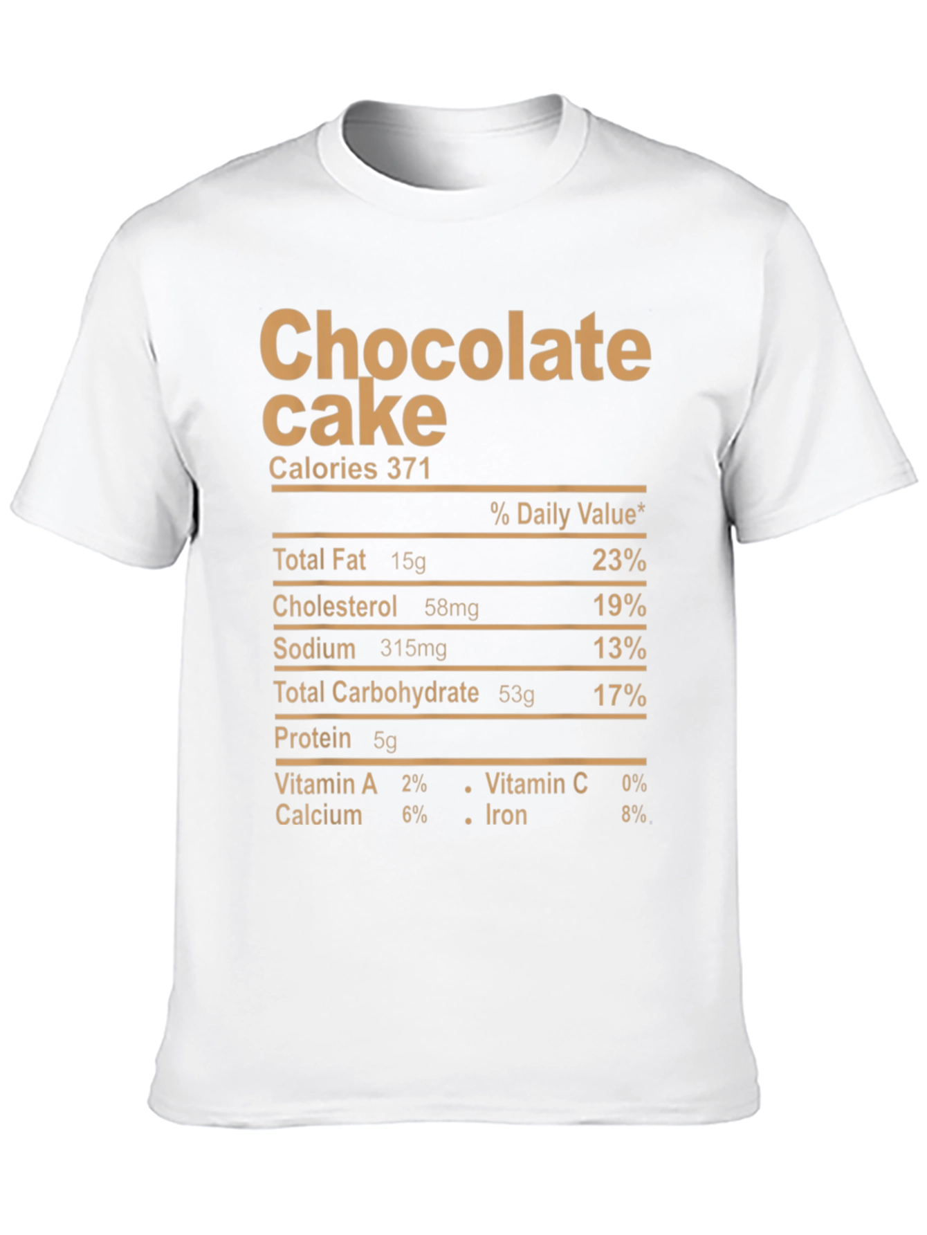 Chocolate Cake Nutrition Facts Graphic Tee
