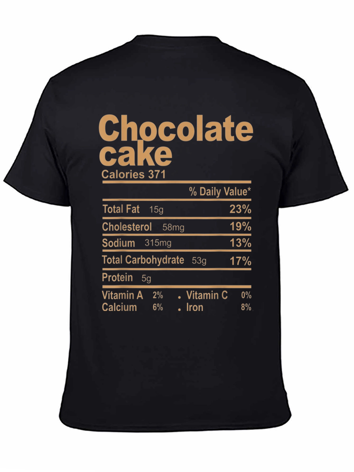 Chocolate Cake Nutrition Facts Graphic Tee