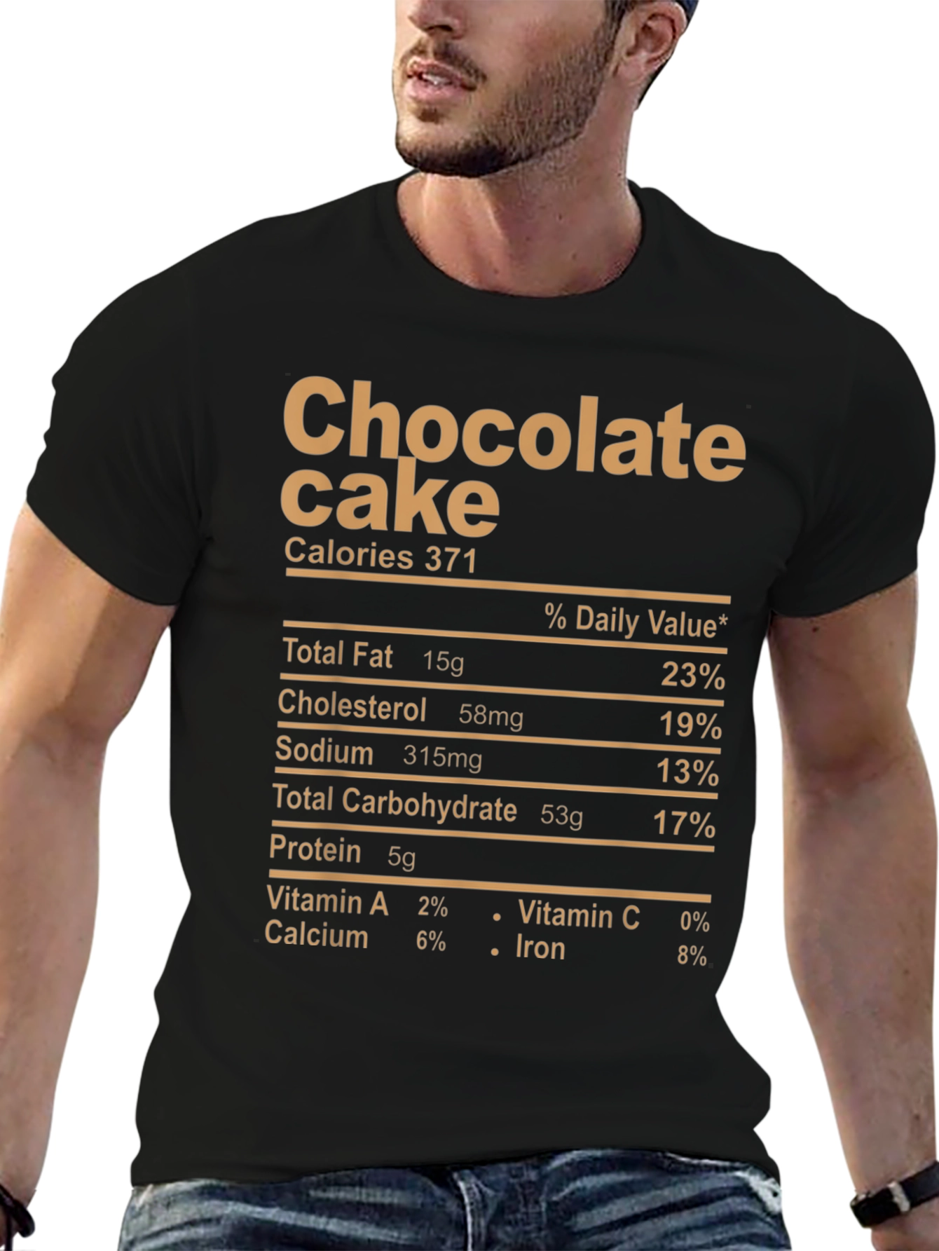 Chocolate Cake Nutrition Facts Graphic Tee