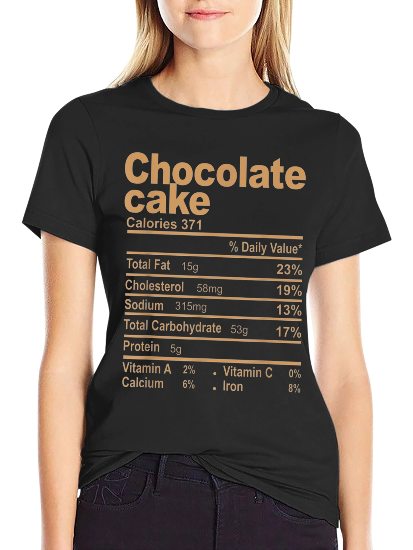 Chocolate Cake Nutrition Facts Graphic Tee