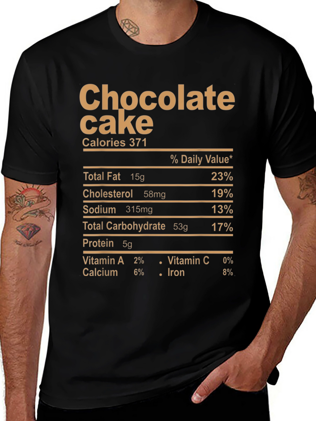 Chocolate Cake Nutrition Facts Graphic Tee