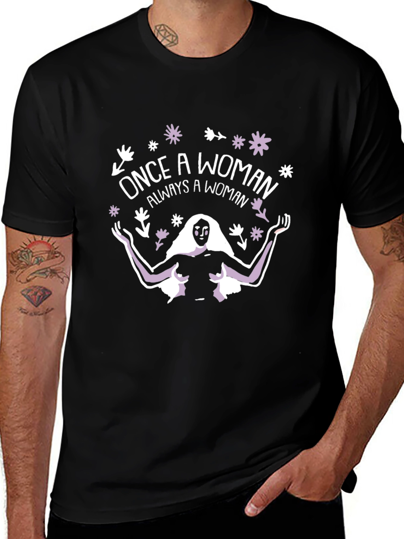 Once a Woman T-Shirt - Black Cotton Graphic Tee