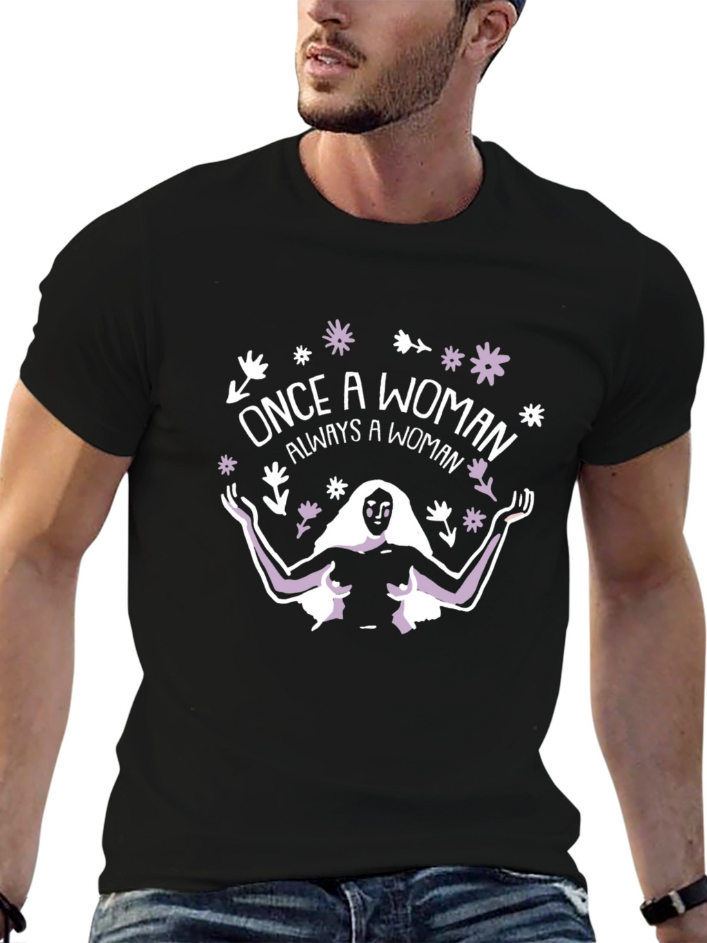 Once a Woman T-Shirt - Black Cotton Graphic Tee