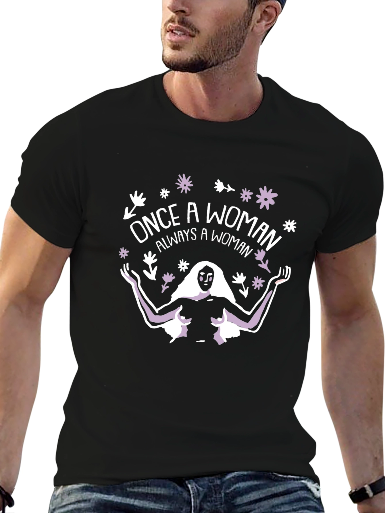 Once a Woman T-Shirt - Black Cotton Graphic Tee