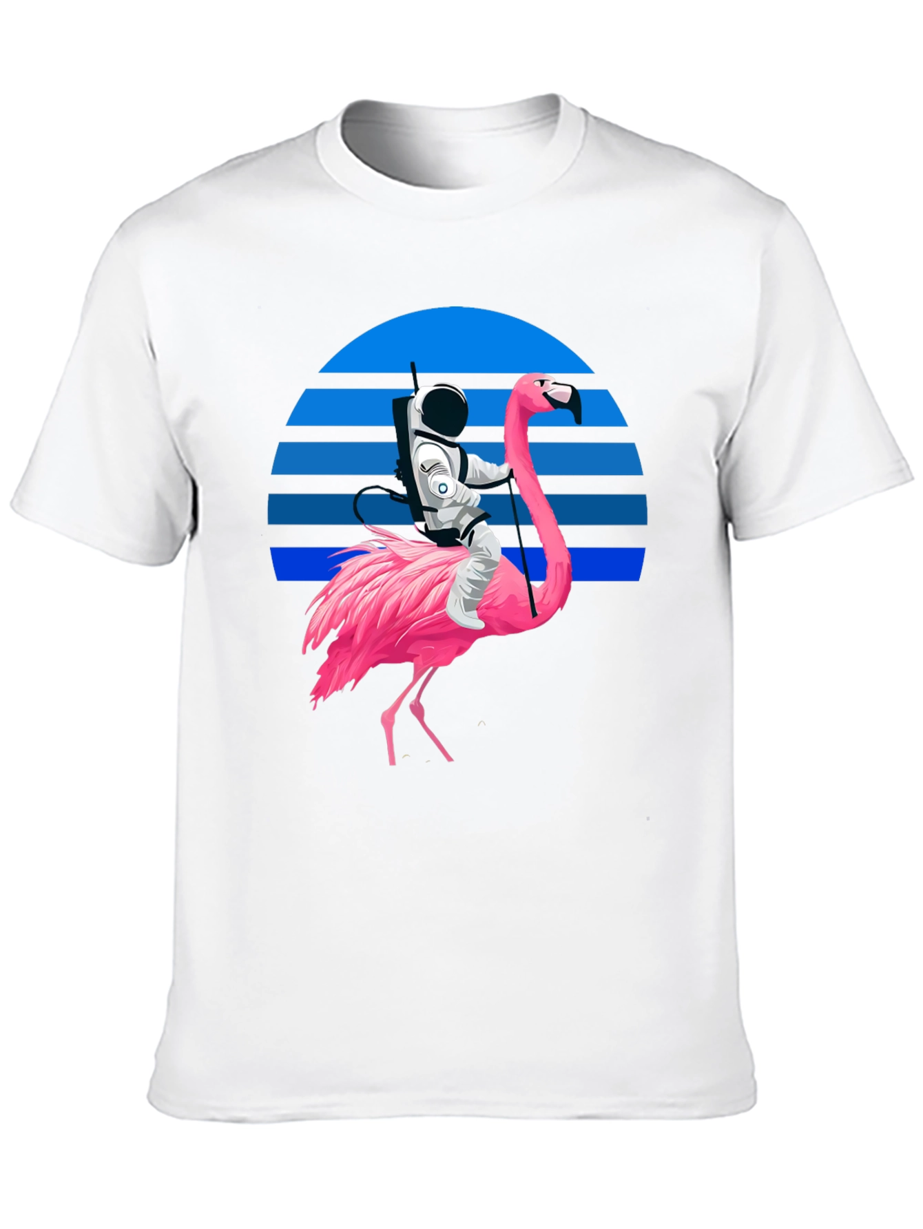 Astronaut Riding Flamingo Graphic T-Shirt