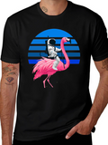 Astronaut Riding Flamingo Graphic T-Shirt