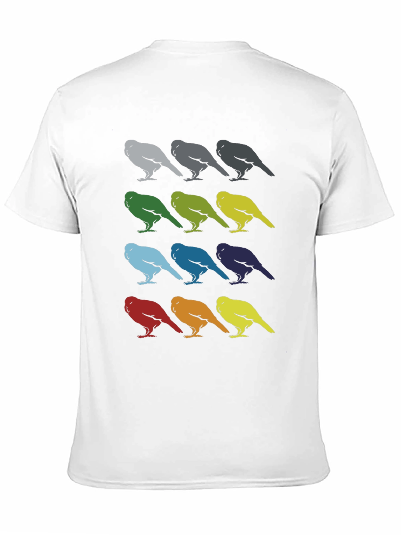 Bird Pattern Graphic Tee - Mens Black T-Shirt