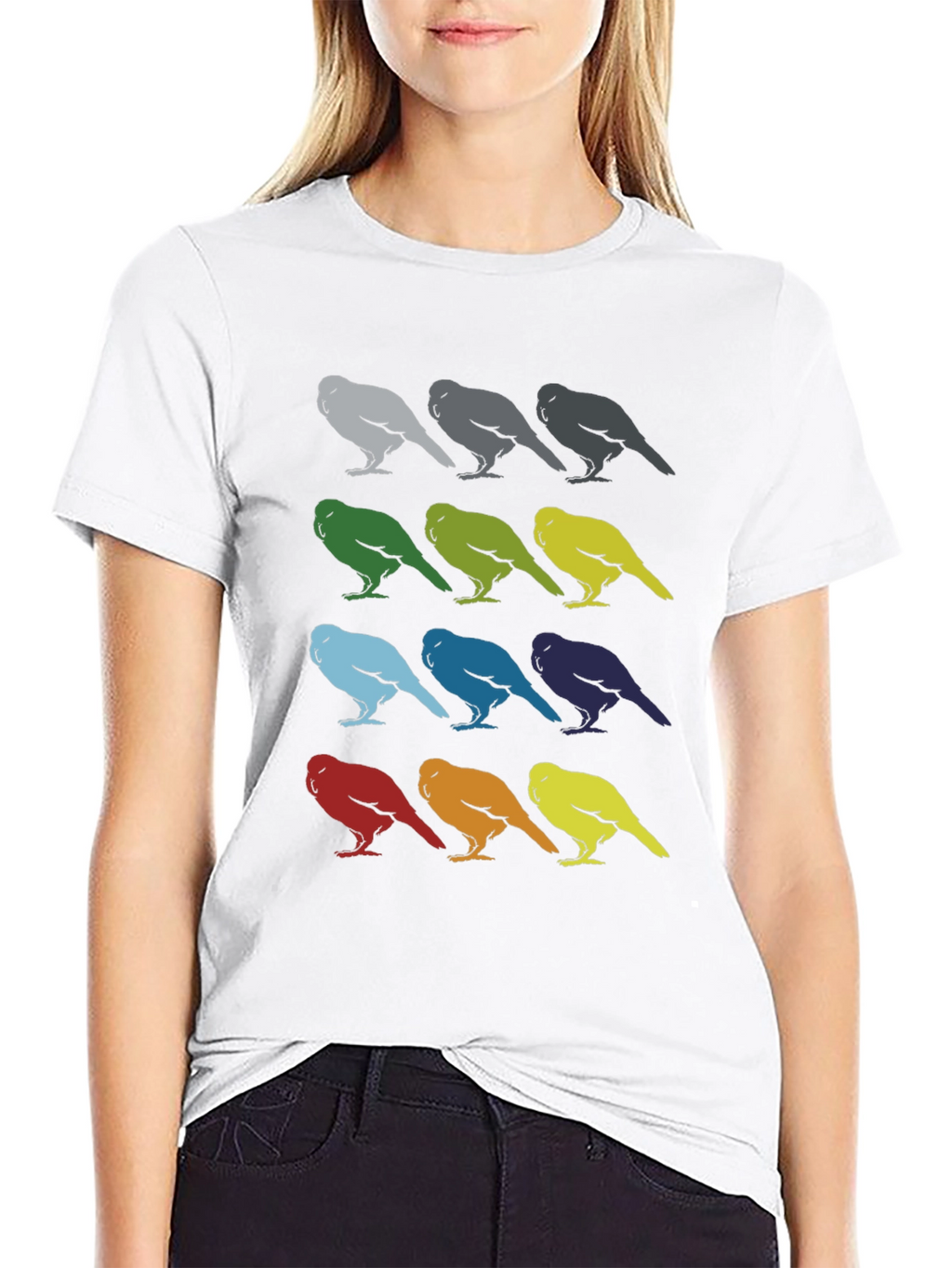 Bird Pattern Graphic Tee - Mens Black T-Shirt