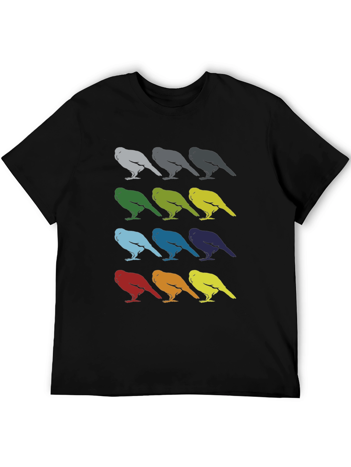 Bird Pattern Graphic Tee - Mens Black T-Shirt