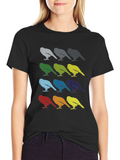 Bird Pattern Graphic Tee - Mens Black T-Shirt