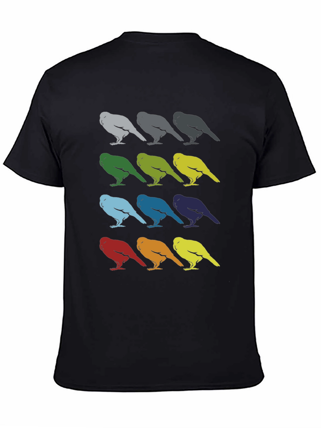 Bird Pattern Graphic Tee - Mens Black T-Shirt