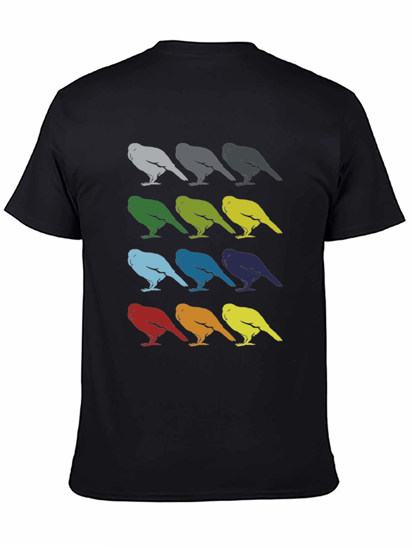 Bird Pattern Graphic Tee - Mens Black T-Shirt