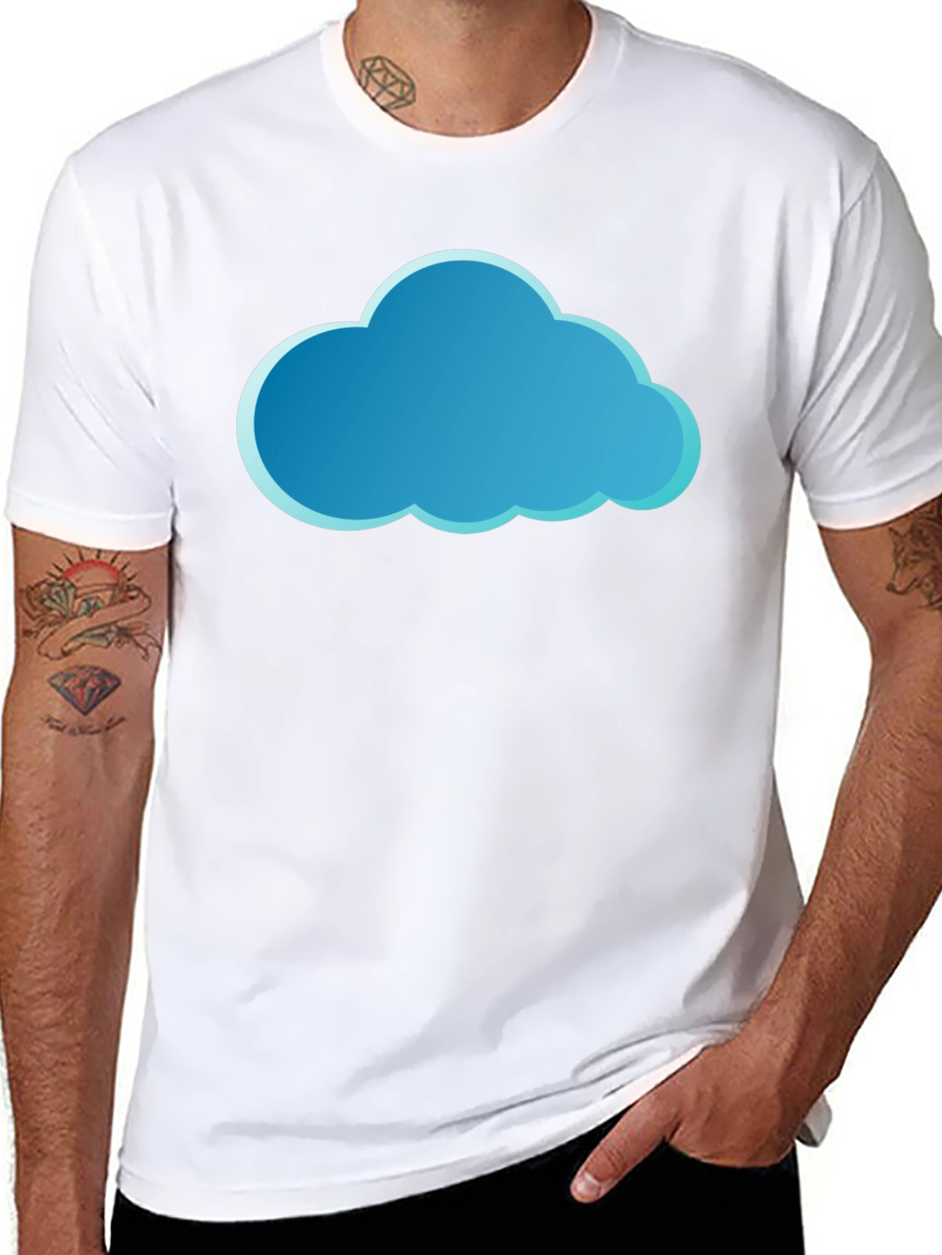 Cloud Graphic Tee - Stylish Black Cotton T-Shirt
