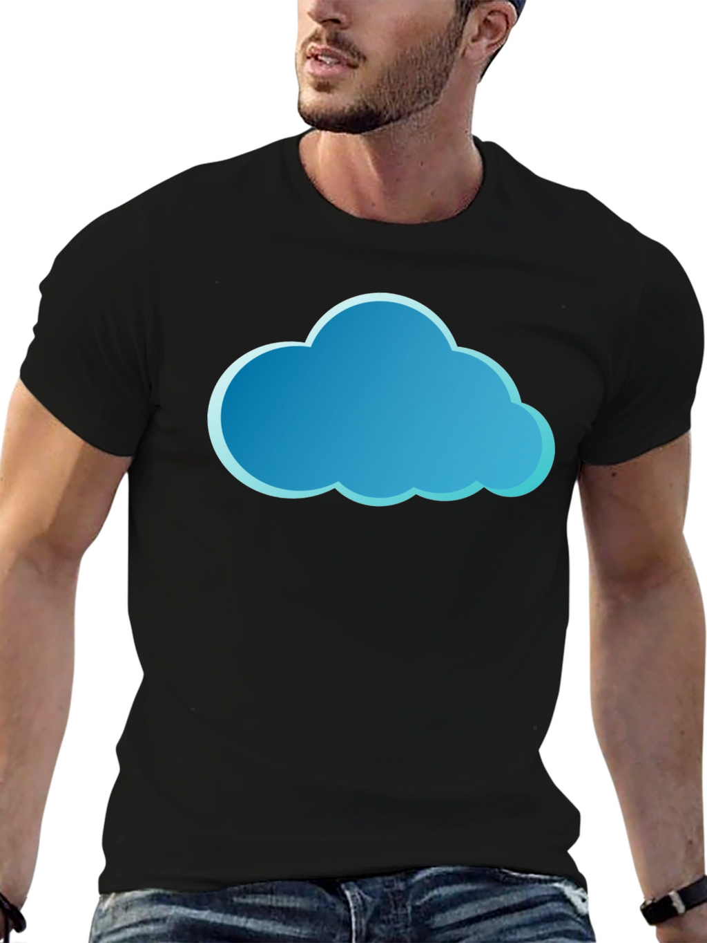 Cloud Graphic Tee - Stylish Black Cotton T-Shirt
