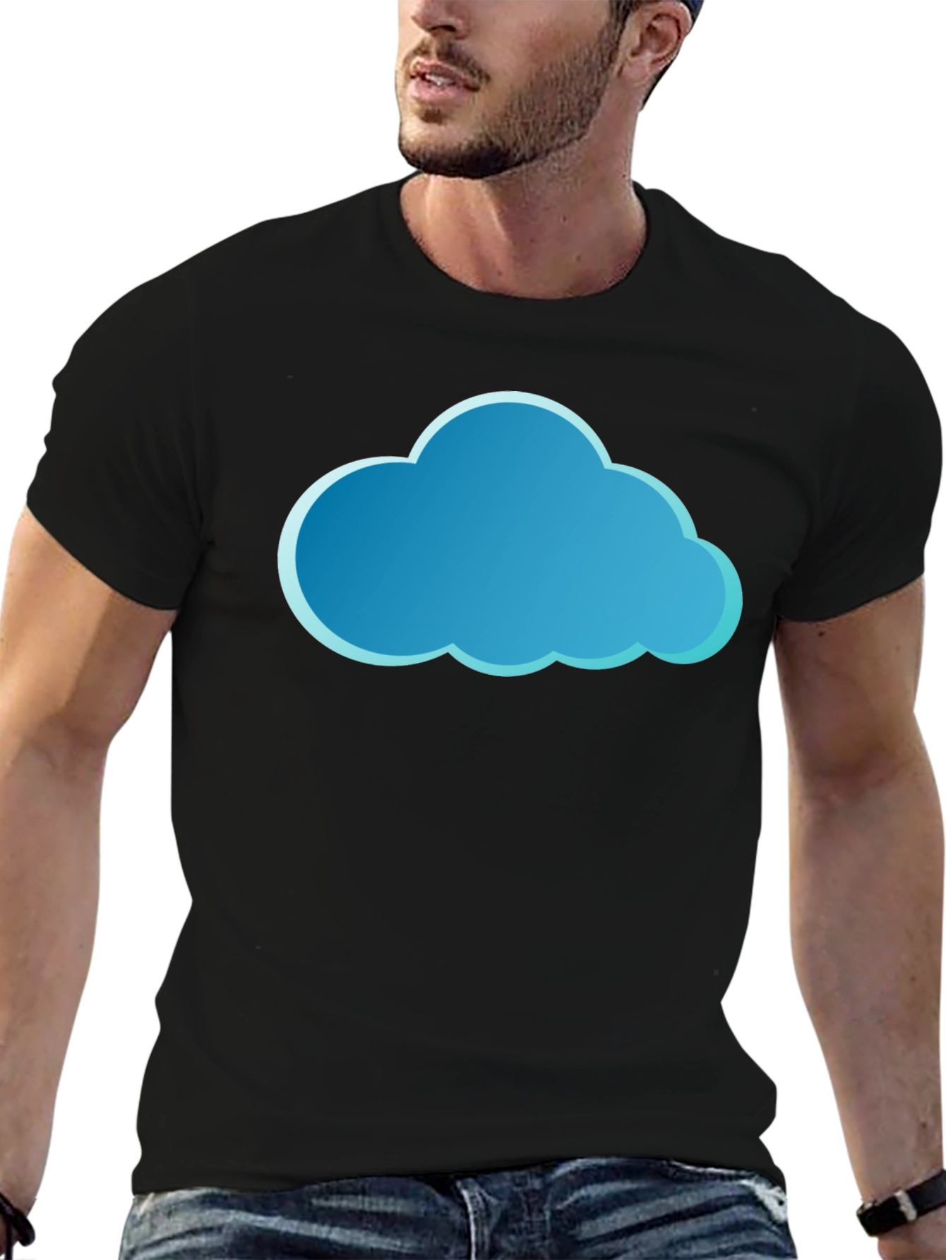 Cloud Graphic Tee - Stylish Black Cotton T-Shirt