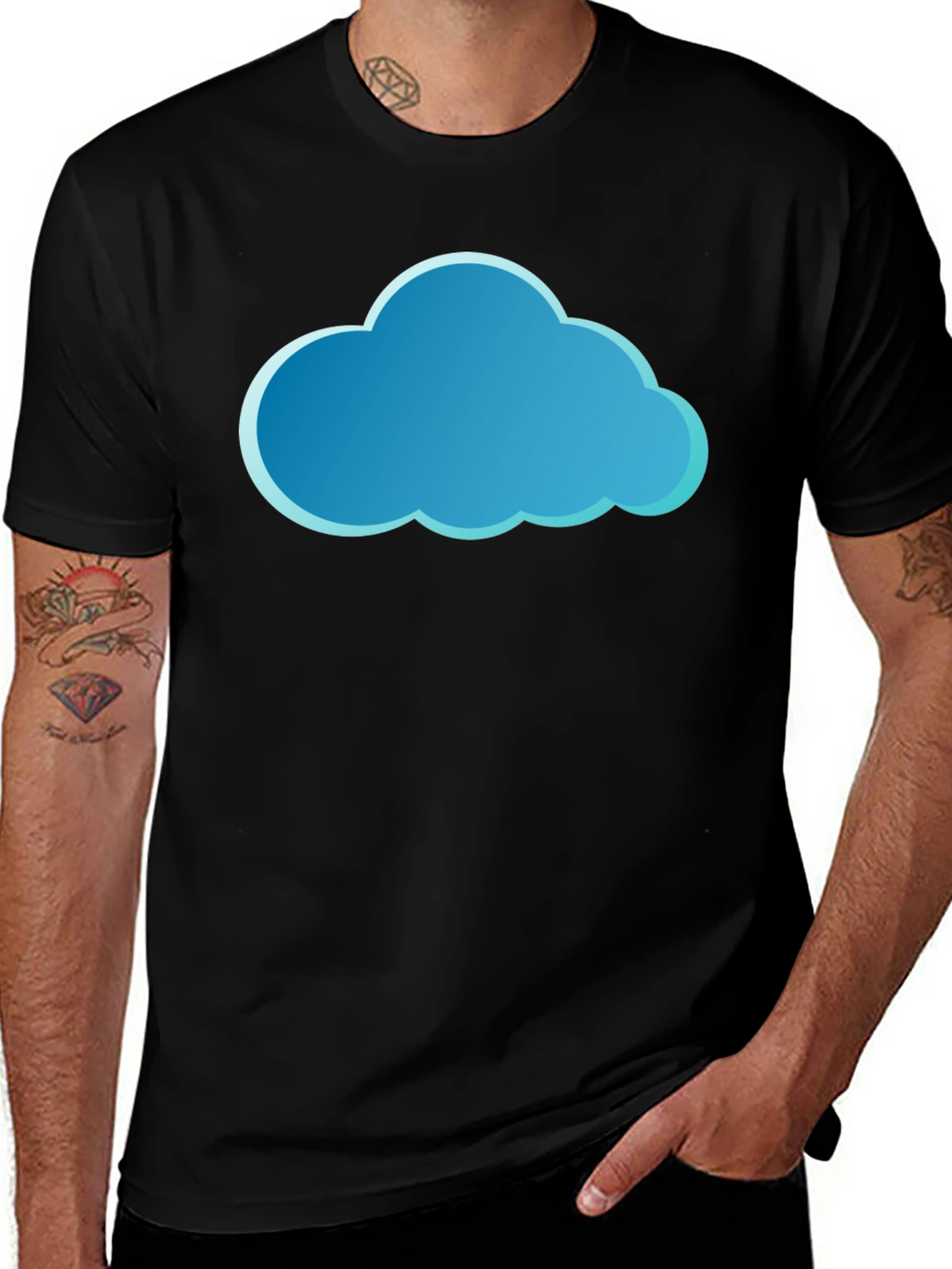 Cloud Graphic Tee - Stylish Black Cotton T-Shirt