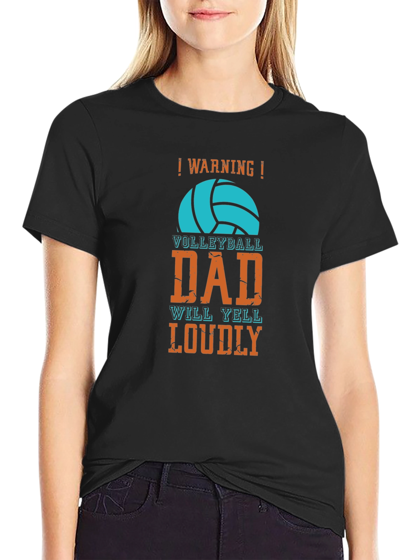 Volleyball Dad T-Shirt - Warning Will Yell Loudly