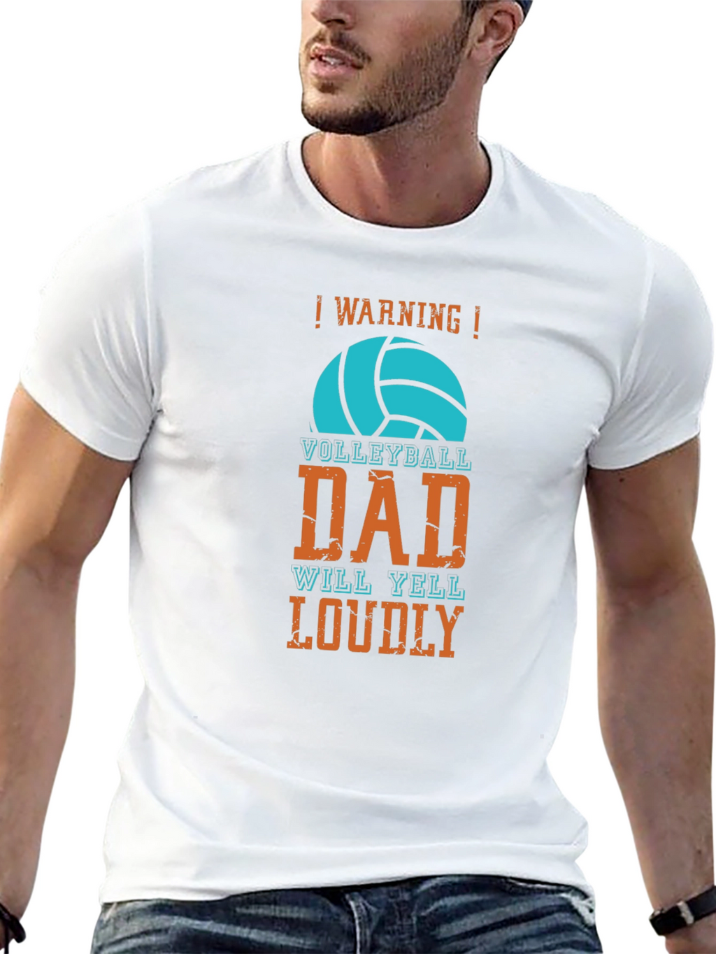 Volleyball Dad T-Shirt - Warning Will Yell Loudly