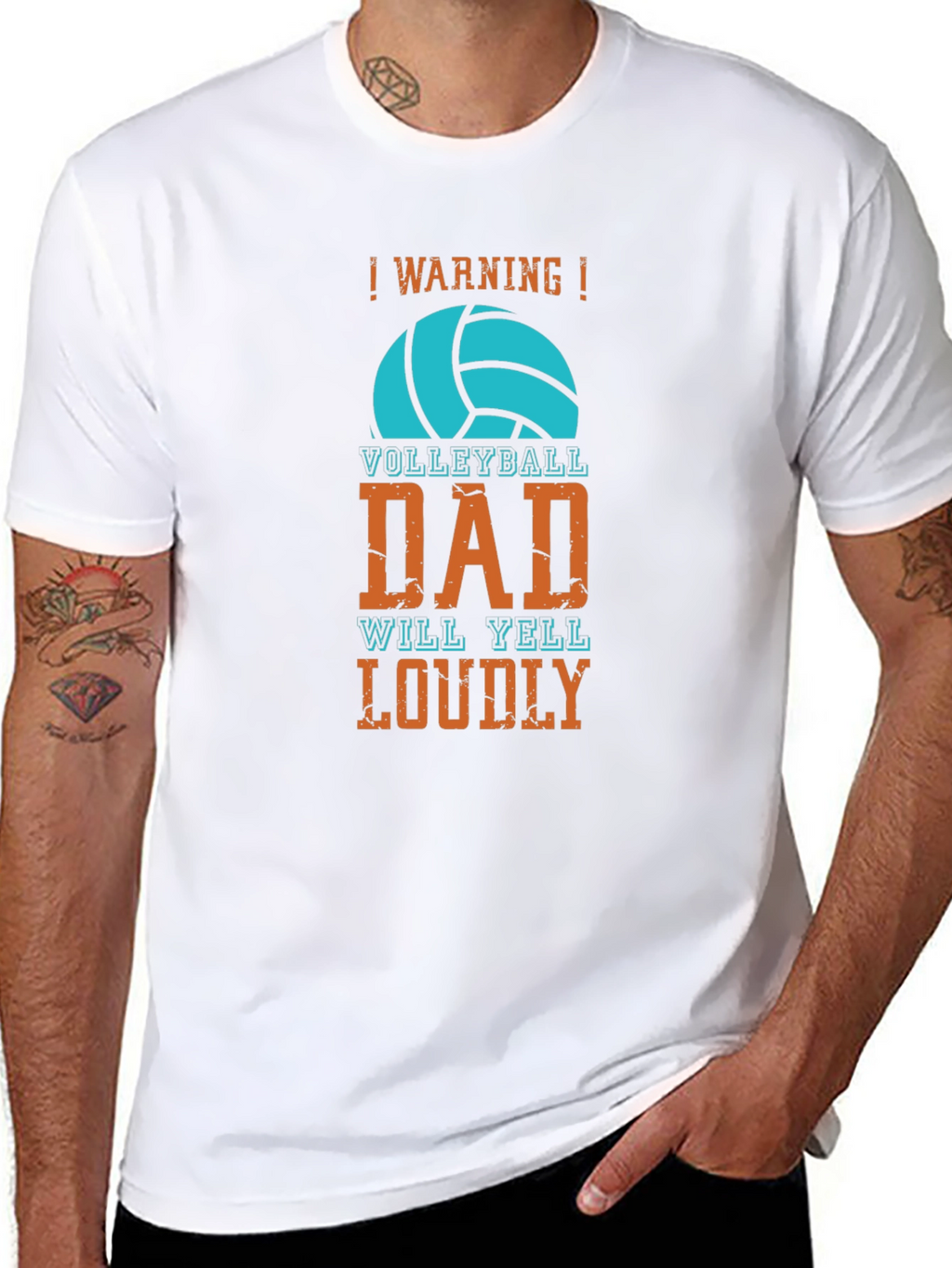 Volleyball Dad T-Shirt - Warning Will Yell Loudly