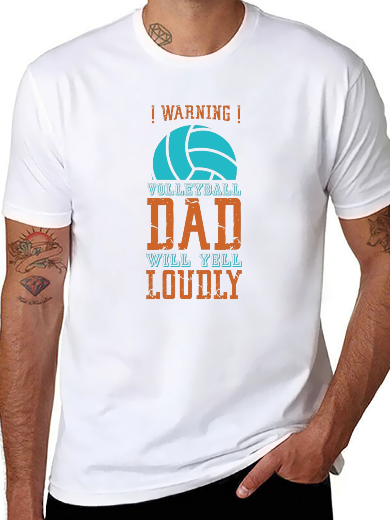 Volleyball Dad T-Shirt - Warning Will Yell Loudly