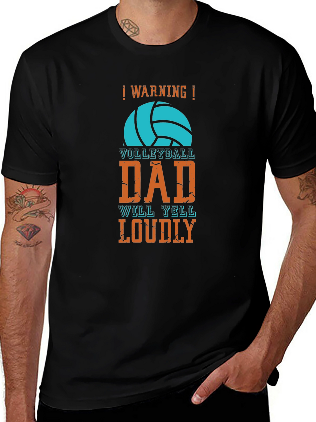 Volleyball Dad T-Shirt - Warning Will Yell Loudly