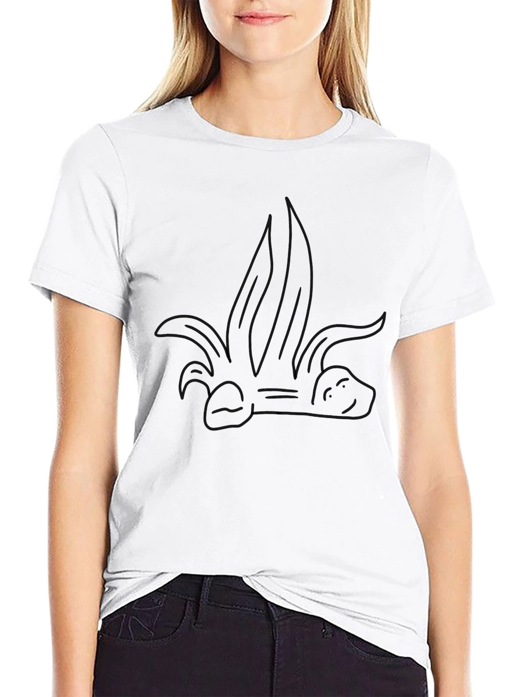 Black T-Shirt with Cartoon Banana Dragon Design