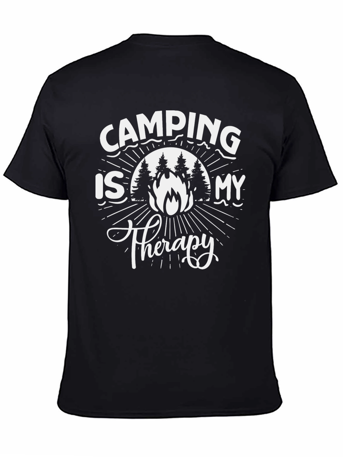 Camping Is My Therapy Graphic Tee - Black