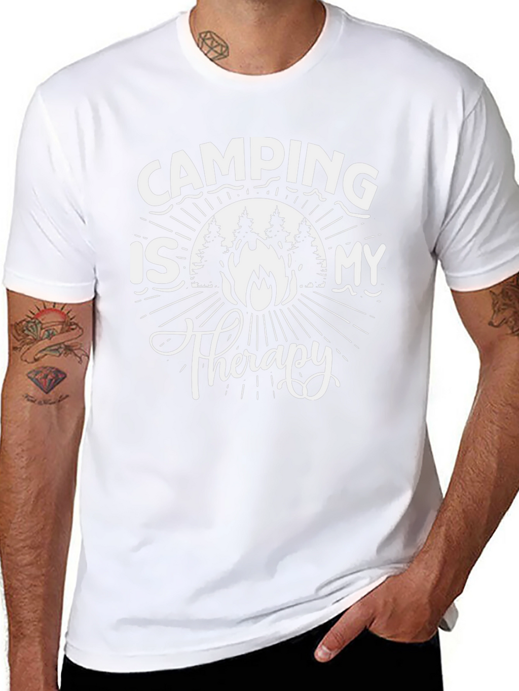 Camping Is My Therapy Graphic Tee - Black